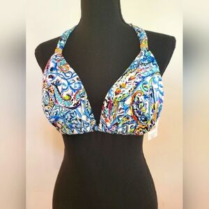 NWT Lauren By Ralph Lauren Women's Multicolor Paisley Halter Bikini Top (Size 8)